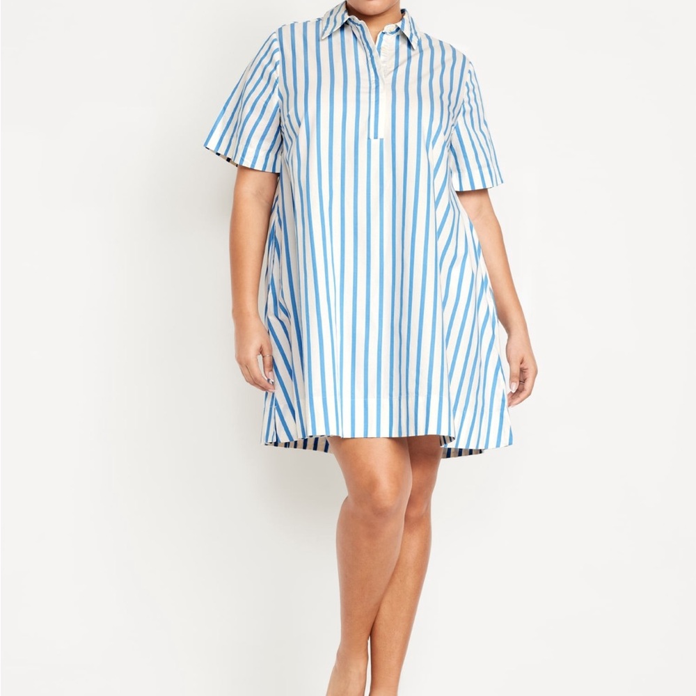 Blue and White Striped Dress